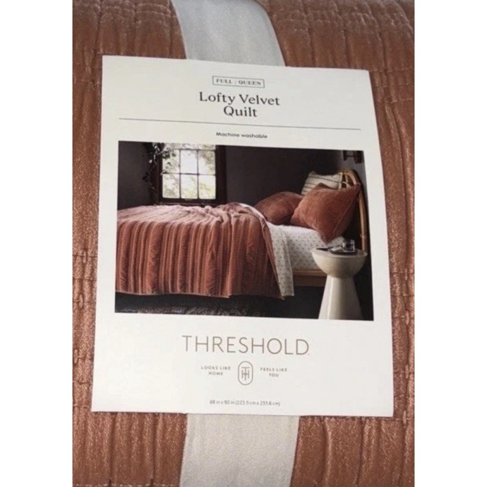 Threshold Lofty Velvet Quilt - Full / Queen In Terracotta Bronze